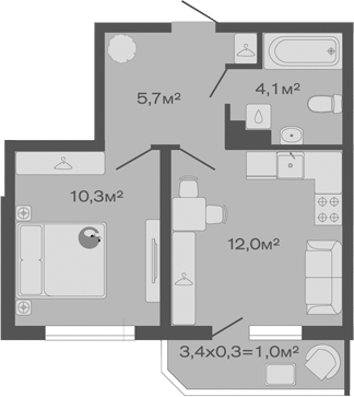 Продается 1-комн. квартира, 32.1 м²