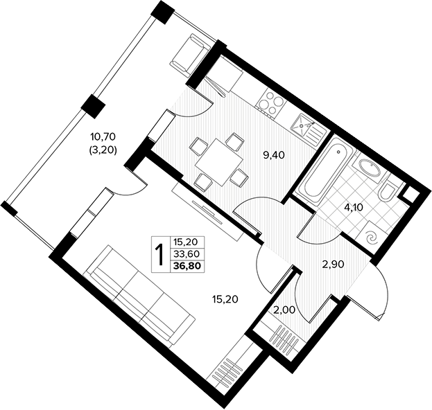 Продается 1-комн. квартира, 33.6 м²