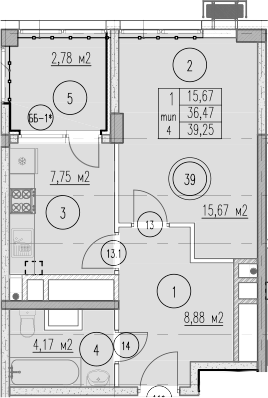 1-комн., 36.47 м², 6/10 этаж, ЖК «Agoy Park Residence by Lavicon»