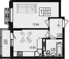 Продается 1-комн. квартира, 31.78 м²