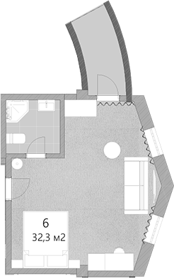Студия, 32.3 м², 3/3 этаж, ЖК «Грейс Лазурь»