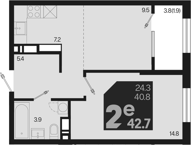 Продается 2-комн. квартира, 40.8 м²