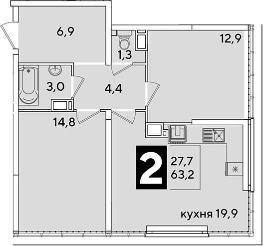 Продается 3-комн. квартира, 63.2 м²