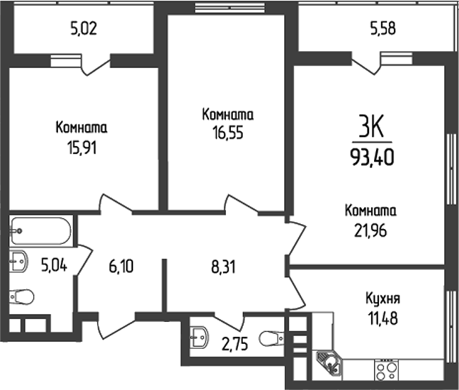 3-комн. Кумир