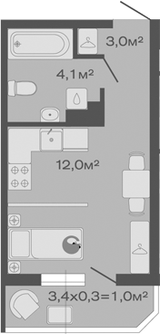 Продается 1-комн. квартира, 19.1 м²