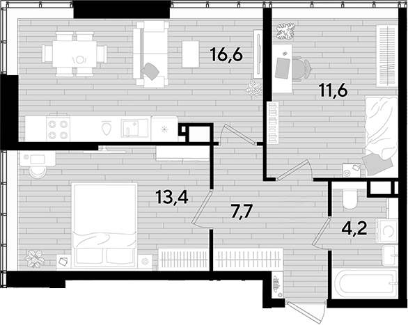 Продается 2-комн. квартира, 53.5 м²