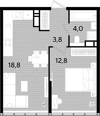 1-комн., 39.4 м², 15/16 этаж, ЖК «DОГМА ПАРК»