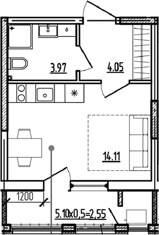 Продается 1-комн. квартира, 22.13 м²
