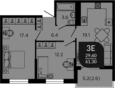 Продается 3-комн. квартира, 60.3 м²