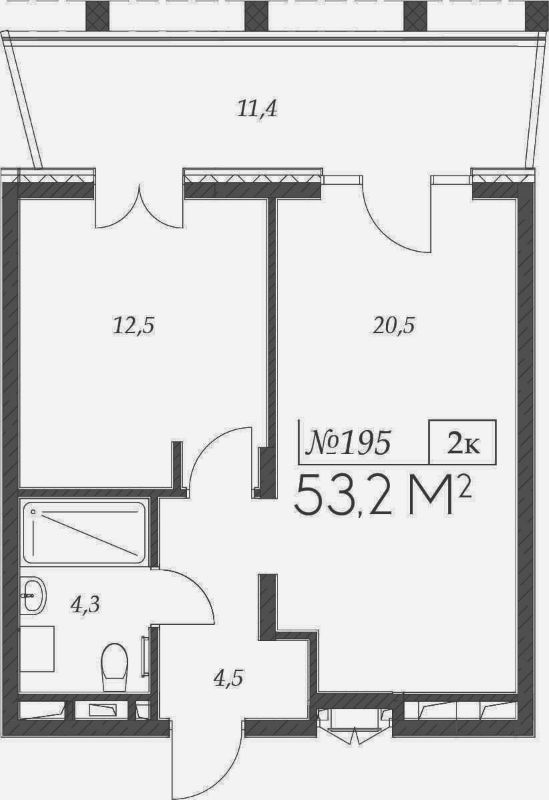 2-комн., 41.8 м², 2/9 этаж, ЖК «Морелло»