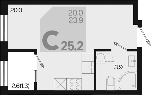 Продается 1-комн. квартира, 23.9 м²