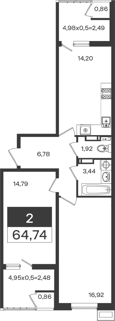 2-комн. Образцово