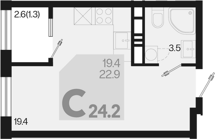 Продается 1-комн. квартира, 22.9 м²