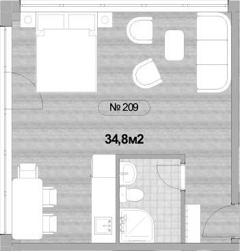 Объект, 34.8 м², 2/3 этаж, ЖК «Апартаментный комплекс Мореин»
