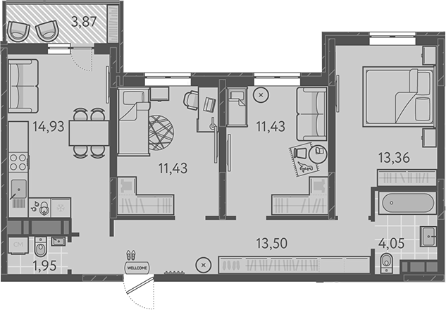4+ комнаты, 70.65 м², 9/9 этаж, ЖК «Теплые края»