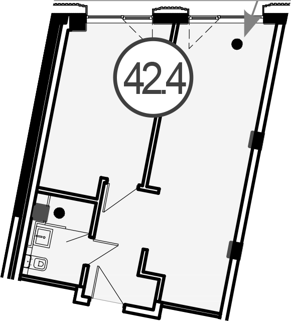 Объект, 42.4 м², 2/4 этаж, ЖК «Гостиничный комплекс GRAND CASCADE»