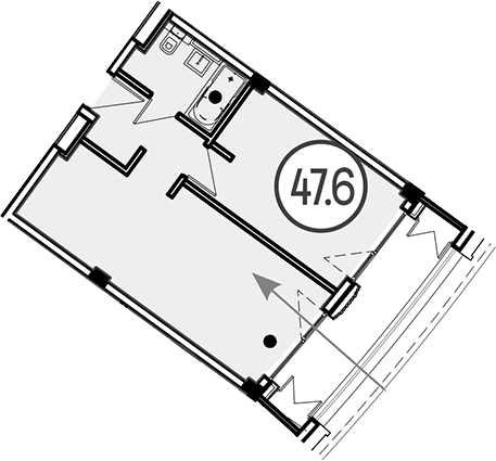Объект, 47.6 м², 3/4 этаж, ЖК «Гостиничный комплекс GRAND CASCADE»