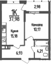 Продается 1-комн. квартира, 36.49 м²
