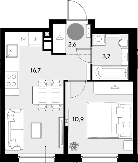 Продается 1-комн. квартира, 33.9 м²