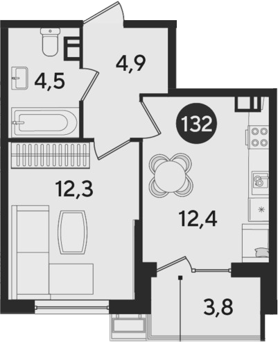 Продается 1-комн. квартира, 34.1 м²