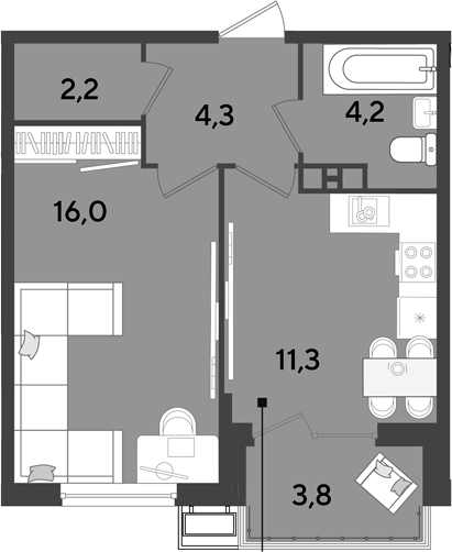Продается 1-комн. квартира, 38 м²