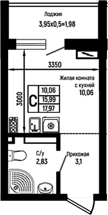 Студия, 15.99 м², 12/18 этаж, ЖК «Ботаника Хиллс»