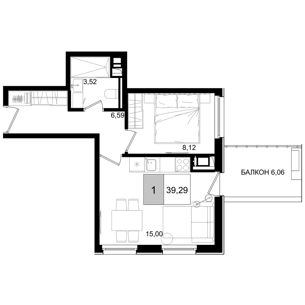 Продается 2-комн. квартира, 33.23 м²