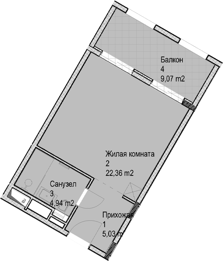 Студия, 32.3 м², 3/6 этаж, ЖК «Гостиничный комплекс Николай 1»