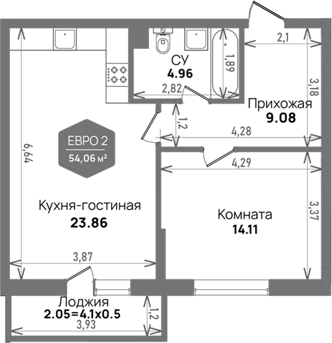 2-комн. Левада