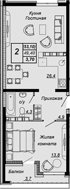1-комн. Чайные Холмы