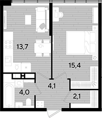 Продается 1-комн. квартира, 39.3 м²