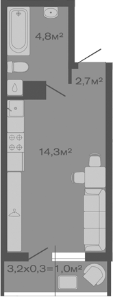 Продается 1-комн. квартира, 21.8 м²