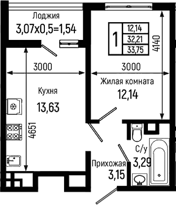 1-комн. Ботаника Хиллс