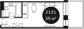 Объект, 35.02 м², 2/4 этаж, ЖК «Резиденция Волна»