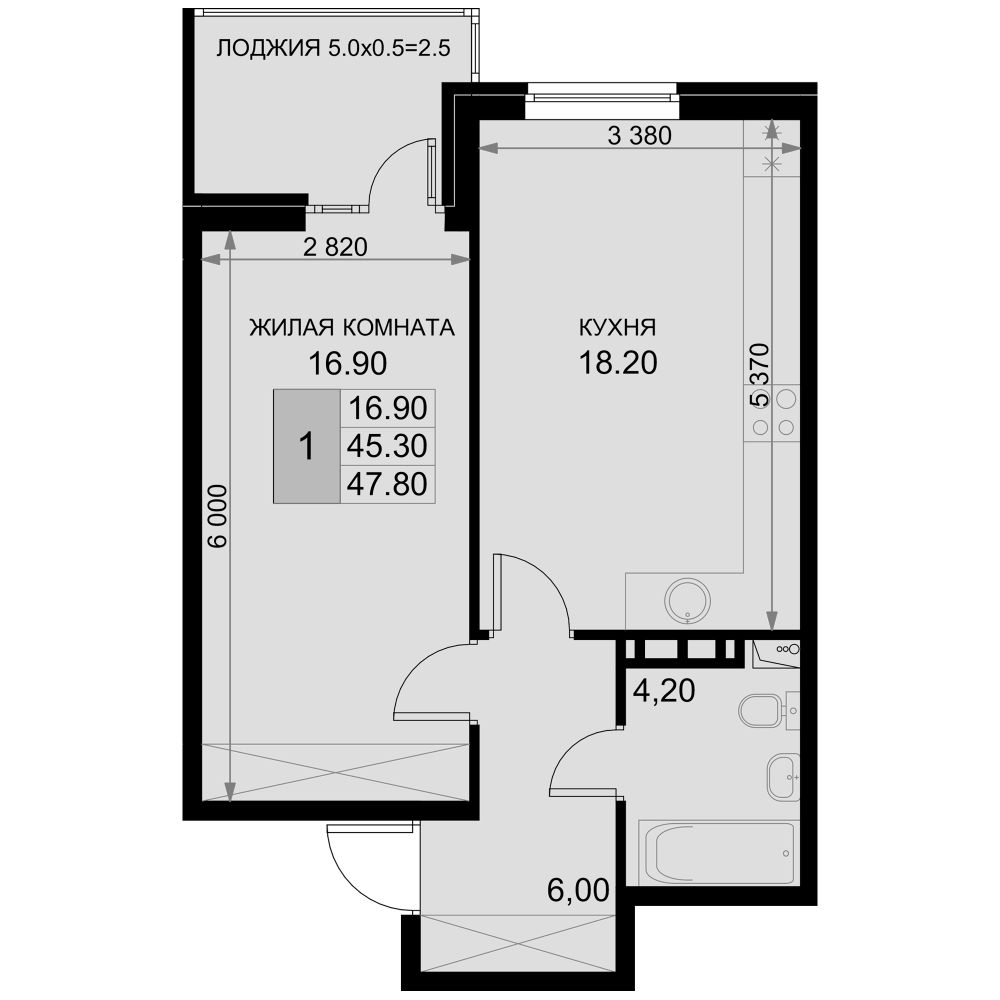 Продается 2-комн. квартира, 45.3 м²