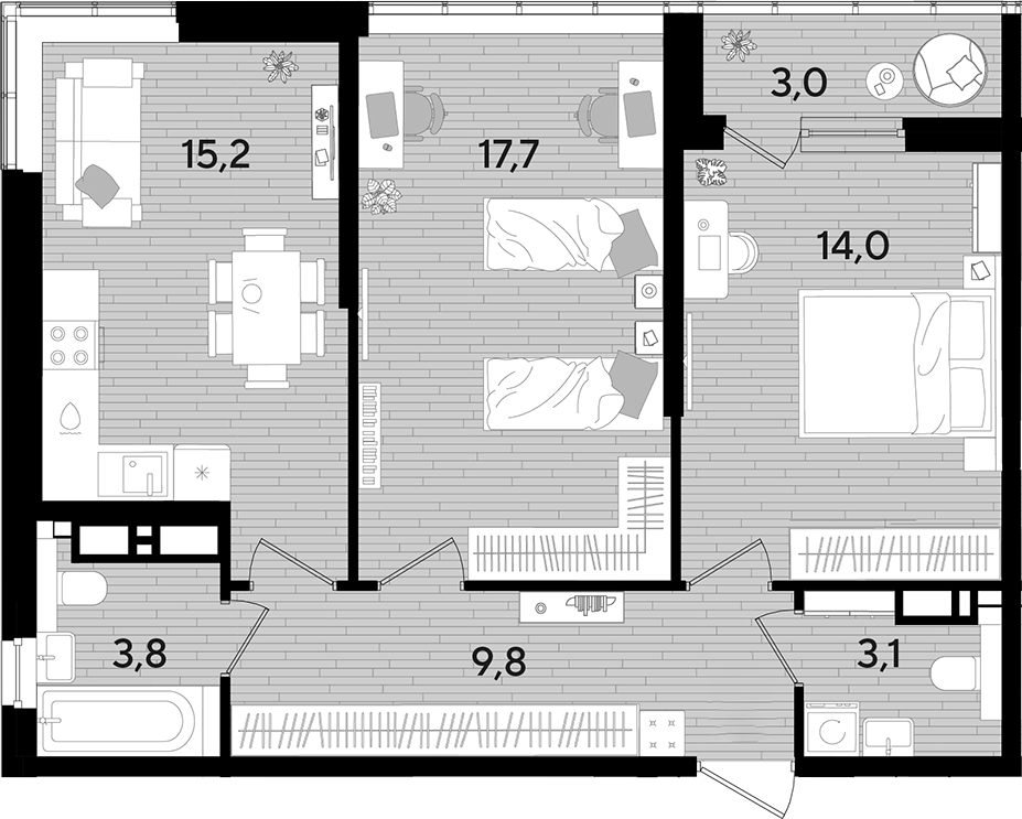 Продается 2-комн. квартира, 63.6 м²