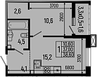 1-комн., 37 м², 2/13 этаж, ЖК «Звезды»