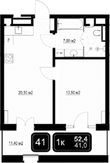 Продается 2-комн. квартира, 41 м²