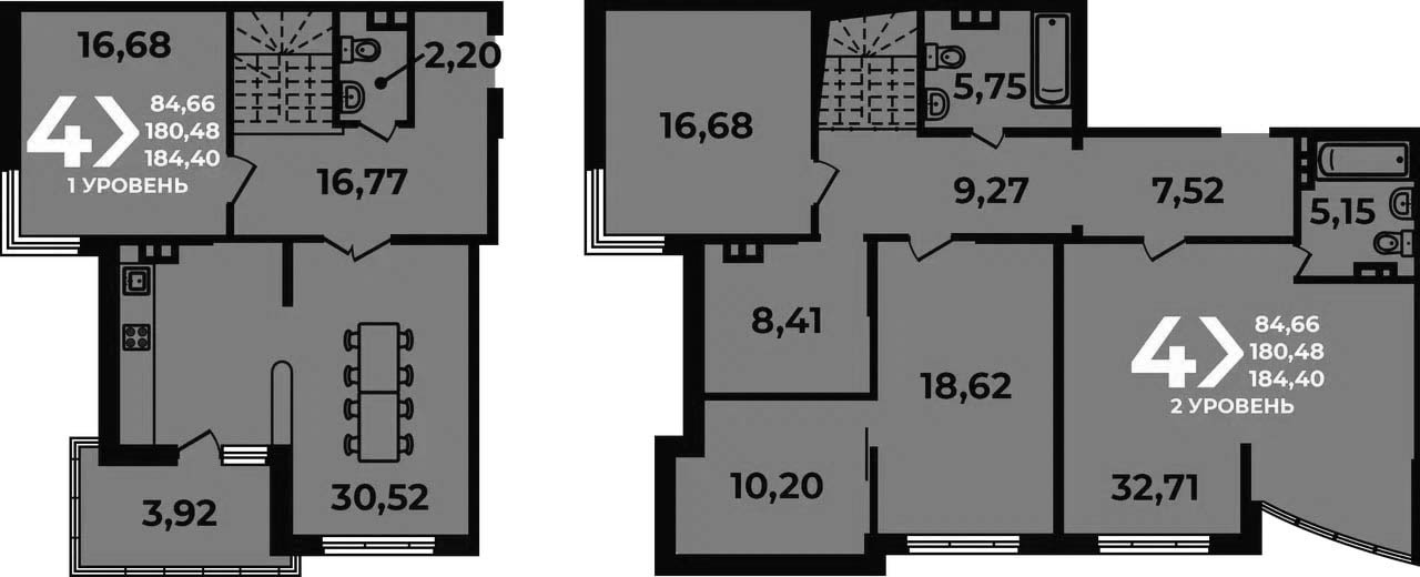 4+ комнаты, 180.48 м², 18/19 этаж, ЖК «Аксиома»