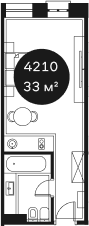 Объект, 32.72 м², 4/4 этаж, ЖК «Резиденция Волна»