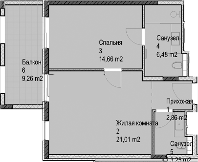 Продается 2-комн. квартира, 48.3 м²
