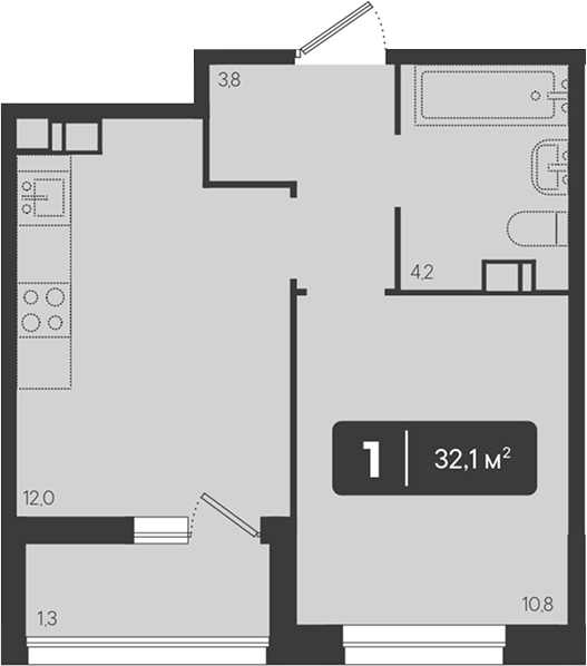 Продается 1-комн. квартира, 30.8 м²