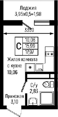 Студия, 15.99 м², 9/18 этаж, ЖК «Ботаника Хиллс»