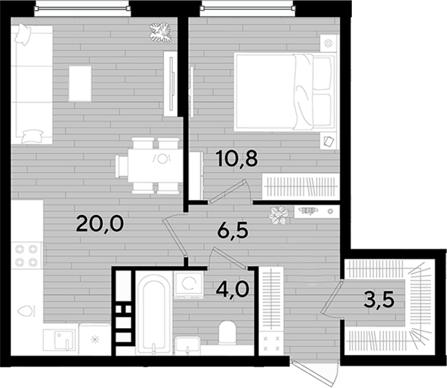 Продается 1-комн. квартира, 44.8 м²