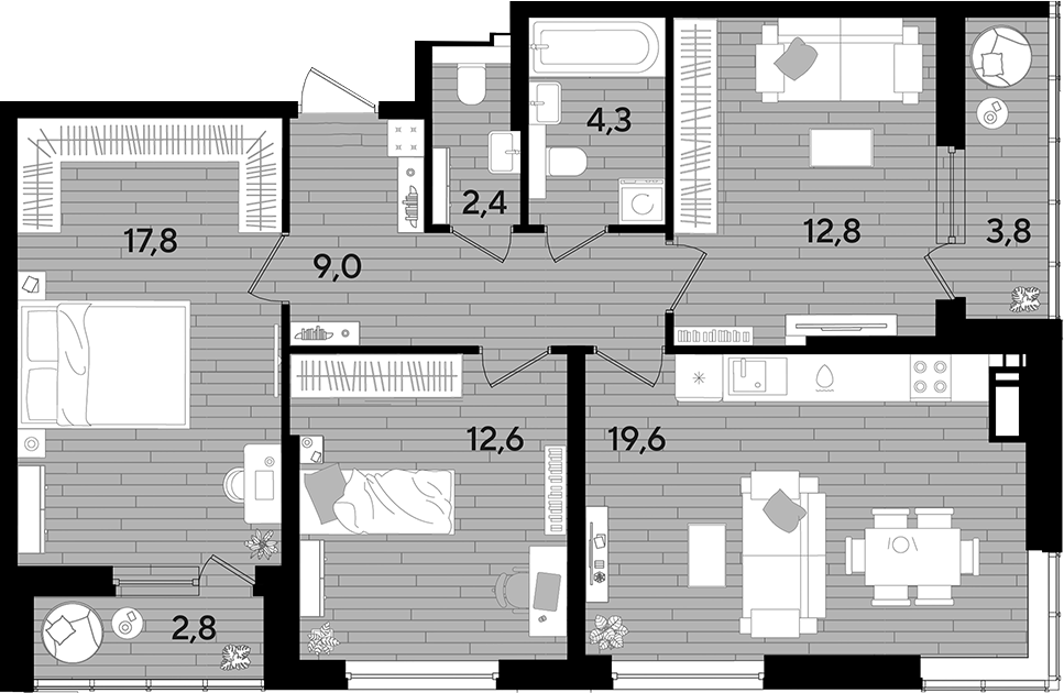 Продается 3-комн. квартира, 78.5 м²
