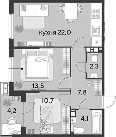 Продается 3-комн. квартира, 60.4 м²