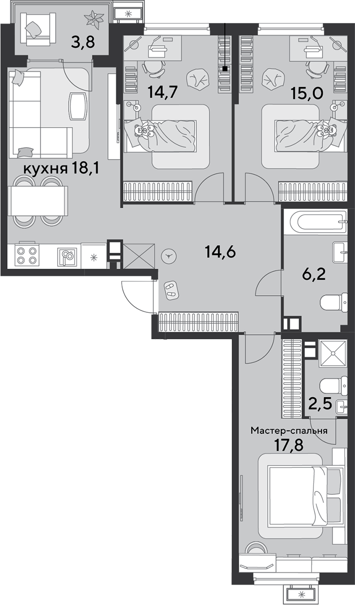 Продается 4-комн. квартира, 88.9 м²