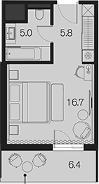 Студия, 27.5 м², 3/4 этаж, ЖК «Benefit Sky Breeze Sochi»
