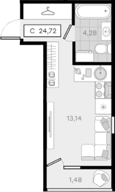Студия, 23.24 м², 5/8 этаж, ЖК «История 3»