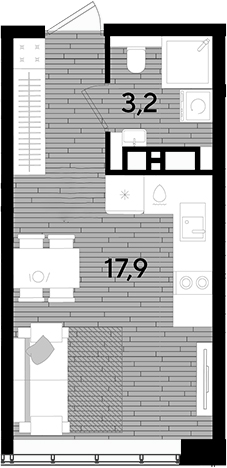 Продается 1-комн. квартира, 21.1 м²